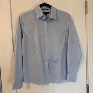 Lands End No Iron Pinpoint Oxford Shirt Light Blue Button Down 10P Preppy Office